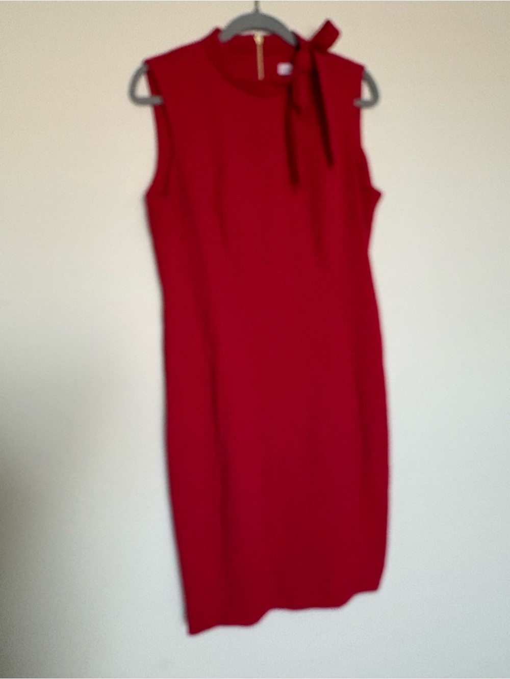 Calvin Klein Sleeveless Red Bow-Detail Midi Sheath Dress
